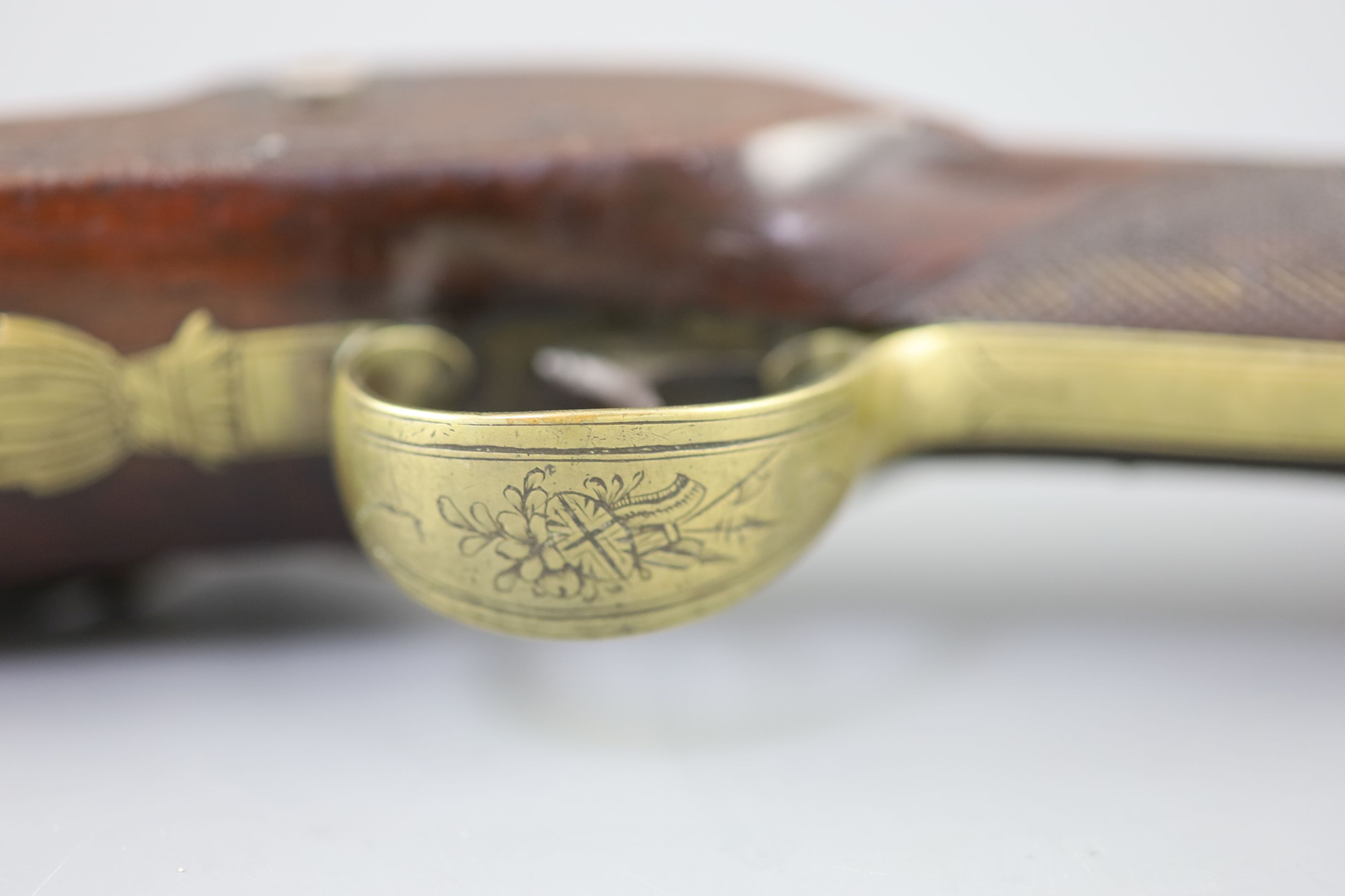 A late 18th century brass barrelled flintlock blunderbuss, by Jones, length 30in.